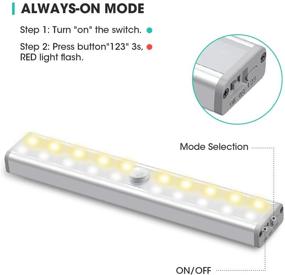 img 1 attached to Enhance Your Closet Organization with 20 LED Motion Sensor Light Bulbs - 3 🔦 Color Modes - 4 Pack Rechargeable Cabinet Lights & 6 Magnetic Strips - Easy Stick-on!