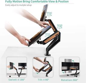 img 1 attached to 🧡 EleTab Dual Arm Monitor Stand - Adjustable Height Desk Mount for Computer Screens 17-32 inches - Each Arm Holds up to 19.8 lbs - Vibrant Orange-Yellow Option