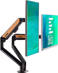 img 4 attached to 🧡 EleTab Dual Arm Monitor Stand - Adjustable Height Desk Mount for Computer Screens 17-32 inches - Each Arm Holds up to 19.8 lbs - Vibrant Orange-Yellow Option