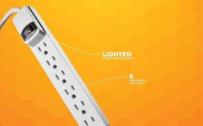 img 2 attached to Woods 41434 Power Strip: A Reliable 6-Outlet Solution with Overload Safety, 6ft Cord - White