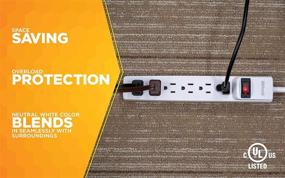 img 1 attached to Woods 41434 Power Strip: A Reliable 6-Outlet Solution with Overload Safety, 6ft Cord - White