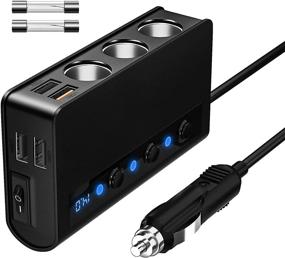 img 4 attached to 🔌 SONRU Cigarette Lighter Splitter: 180W QC 3.0 Car Charger, 3 Sockets, 4-Port USB Outlet, On/Off Switches, Voltage Display