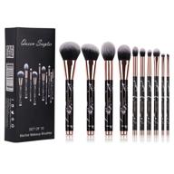 10-piece marble eyeshadow makeup brush set - professional brushes for concealer, eyeliner, eyebrow, foundation, and face, ideal for travel and cosmetic application logo