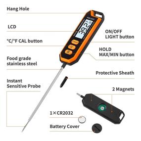 img 3 attached to 🌡️ POLEVI Waterproof Digital Meat Thermometer – Instant Read Food Thermometer with 5.3 inches Long Probe, Backlight, Magnet and Calibration – Ideal for Outdoor Cooking, Grilling, BBQ, Deep Frying