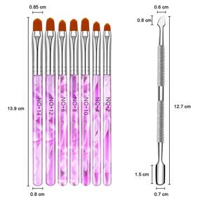 img 3 attached to 💅 HOFASON Набор кистей для геля UV для ногтей - 7 шт. Кисти для арт-дизайна ногтей с пушером для кутикулы из нержавеющей стали - идеально подходит для использования дома и в салоне, отличный подарок для женщин и девочек