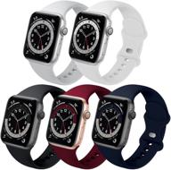 5 pack soft silicone sport straps for apple watch se 📱 series 6/5/4/3/2/1 - compatible with 38mm/40mm & 42mm/44mm, gray/white/black/wine red/navy blue, s/m size logo