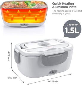 img 1 attached to 🍱 Portable Electric Lunch Box for Car and Home, Office - 12V-24V/110V 55W Food Warmer Heater for Men & Adults With Food-Grade Stainless Steel Container 1.5L, 1 Fork & 1 Spoon - Grey