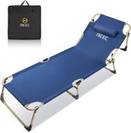 nice c folding camping cot lounge chair with pillow & storage bag - 4-reclining positions, heavy duty, supports up to 250 lbs, lightweight & comfortable for outdoor & indoor use логотип