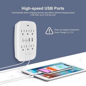 img 2 attached to Grenprofa 6-Outlet Wall Plug Extender with 4 USB Ports - Multi Plug Outlet Adapter Wall 🔌 Surge Protector - Electrical Outlet Expander with USB Ports - ETL Listed (4.8A Total, 15A/1875W, 900 Joules)