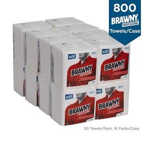 img 2 attached to 🧻 Brawny Professional A400 Disposable Cleaning Towel by GP PRO (Georgia-Pacific), White, 29215, 50 Towels/Pack, 16 Packs/Case (800 Total)