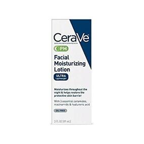 img 1 attached to CeraVe Facial Moisturizing Lotion PM Ultra Lightweight 3 oz: Expert Hydration for Nighttime Skincare Routine