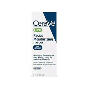 img 3 attached to CeraVe Facial Moisturizing Lotion PM Ultra Lightweight 3 oz: Expert Hydration for Nighttime Skincare Routine