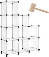 📦 cube storage organizer - awtatos diy plastic closet storage shelves, stackable modular storage system with 9 cubes and mallet - perfect storage solution for home, office, bedroom, in translucent white logo