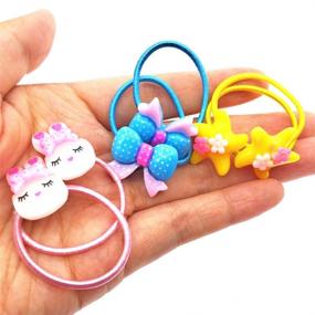 img 2 attached to 🎀 Cartoon Elastic Hair Ties Set - Pack of 50 (25 Pairs) for Little Girls' Small Ropes - Ponytail Holders for Toddlers