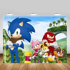 img 3 attached to 📸 Sonic Hedgehog Photography Backdrop: Baby Shower Palm Mountain Scenery Photo Background for Newborns, 1st Birthday Banner Decorations, Party Supplies, Vinyl 5x3ft – Perfect for Photo Booths and Cake Tables!