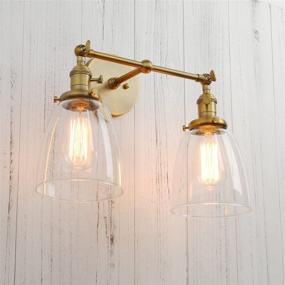 img 2 attached to 🏺 Vintage Industrial Antique Permo Double Sconce - Oval Cone Clear Glass Shade 2-Light Wall Sconces (Antique)