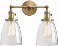 🏺 vintage industrial antique permo double sconce - oval cone clear glass shade 2-light wall sconces (antique) логотип