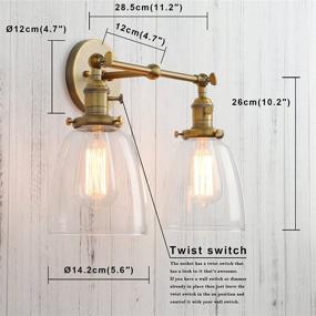 img 3 attached to 🏺 Vintage Industrial Antique Permo Double Sconce - Oval Cone Clear Glass Shade 2-Light Wall Sconces (Antique)