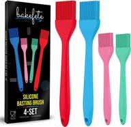 🍳 bakefete silicone pastry brushes - cooking and baking tools, grilling and bbq accessories - 4 colorful kitchen gadgets set - easy to clean brushes for marinades, butter, oils, and sauces logo