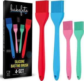 img 4 attached to 🍳 BAKEFETE Silicone Pastry Brushes - Cooking and Baking Tools, Grilling and BBQ Accessories - 4 Colorful Kitchen Gadgets Set - Easy to Clean Brushes for Marinades, Butter, Oils, and Sauces