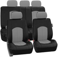 fh group pu008gray115 full set seat cover (perforated leatherette airbag compatible and split bench ready gray) logo