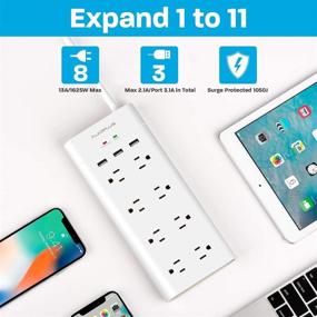 img 3 attached to 🔌 AUOPLUS Mounted Extension Smartphone Power Strips & Surge Protectors