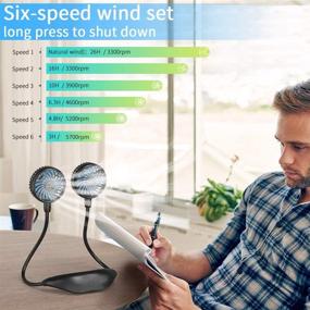 img 3 attached to 🌬️ Portable Neck Fan 5000mAh, Wearable Personal Fan with 26H Working Time, Rechargeable Battery Operated Fan, 6 Adjustable Speeds, for Travel, Hiking, Outdoors (Black)