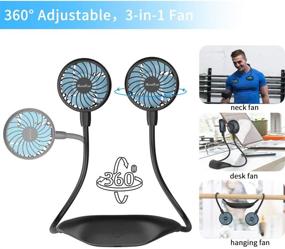 img 2 attached to 🌬️ Portable Neck Fan 5000mAh, Wearable Personal Fan with 26H Working Time, Rechargeable Battery Operated Fan, 6 Adjustable Speeds, for Travel, Hiking, Outdoors (Black)