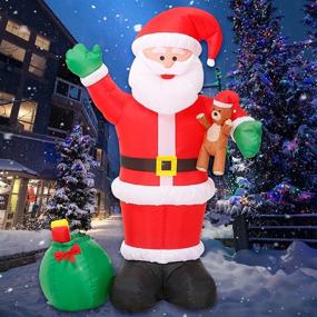 img 3 attached to 🎅 Christmas Inflatable Decoration Santa Claus with Gift Bag and Bear – DomKom 6 FT, LED Lights Blow Up Yard Decoration for Holiday Xmas Party, Indoor/Outdoor Winter Decor for Garden, Yard, Lawn