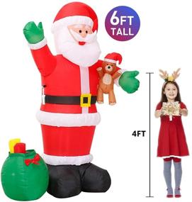 img 1 attached to 🎅 Christmas Inflatable Decoration Santa Claus with Gift Bag and Bear – DomKom 6 FT, LED Lights Blow Up Yard Decoration for Holiday Xmas Party, Indoor/Outdoor Winter Decor for Garden, Yard, Lawn