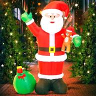 🎅 christmas inflatable decoration santa claus with gift bag and bear – domkom 6 ft, led lights blow up yard decoration for holiday xmas party, indoor/outdoor winter decor for garden, yard, lawn logo