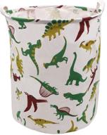 dinosaur laundry hamper: extra large canvas toy storage bins for kids bedroom nursery - collapsible, multicolor dinosaur design logo