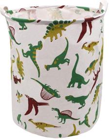 img 4 attached to Dinosaur Laundry Hamper: Extra Large Canvas Toy Storage Bins for Kids Bedroom Nursery - Collapsible, Multicolor Dinosaur Design