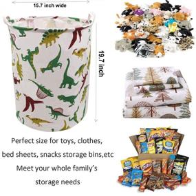 img 2 attached to Dinosaur Laundry Hamper: Extra Large Canvas Toy Storage Bins for Kids Bedroom Nursery - Collapsible, Multicolor Dinosaur Design