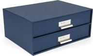 📦 organize effortlessly with bigso birger 2-drawer blue letter box - label frame, fiberboard, 5.7 x 13 x 9.8 inches logo