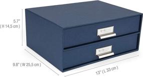 img 2 attached to 📦 Organize Effortlessly with Bigso Birger 2-Drawer Blue Letter Box - Label Frame, Fiberboard, 5.7 x 13 x 9.8 inches