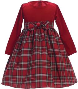 img 3 attached to 👗 Girls Stretch Velvet Plaid Dress for Holiday, Fall, and Christmas - Lito