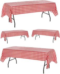 img 2 attached to 🚀 Premium Oojami Plastic White Checkered Tablecloths: Durable, Stylish, and Easy to Clean