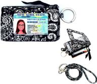 💼 dongganga women's wallet with lanyard - bifold zipper case wallet set (black-r) - enhanced seo logo