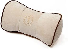 img 4 attached to 🚗 Adjustable Elastic Car Travel Pillow for Neck and Back Pain Relief - Firm Beige Head Protector Pillow, Ideal for Airplane and Chair Support - 1 Piece
