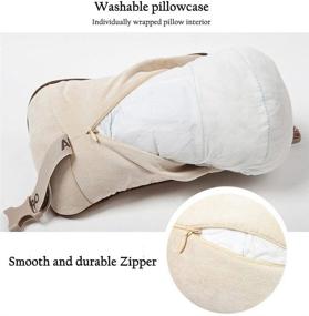 img 2 attached to 🚗 Adjustable Elastic Car Travel Pillow for Neck and Back Pain Relief - Firm Beige Head Protector Pillow, Ideal for Airplane and Chair Support - 1 Piece