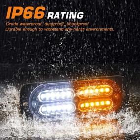 img 1 attached to 🚦 Linkitom 4pcs Super Slim 24-LED Car Truck Surface Mount Emergency Hazard Warning Strobe Light (Amber&amp;White) with Enhanced Sync Feature