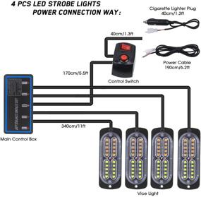 img 3 attached to 🚦 Linkitom 4pcs Super Slim 24-LED Car Truck Surface Mount Emergency Hazard Warning Strobe Light (Amber&amp;White) with Enhanced Sync Feature