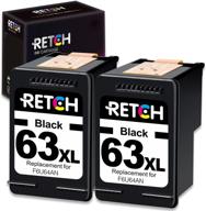 🖨️ high-quality retch remanufactured ink cartridges: replacement for hp 63xl f6u63an - compatible with envy 4520, officejet 5255, 3830, deskjet 3630 - inkjet printer tray logo