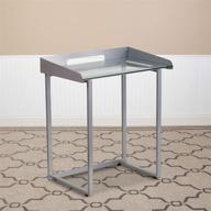 💻 contemporary clear tempered glass desk with cable management border and silver metal frame by flash furniture logo