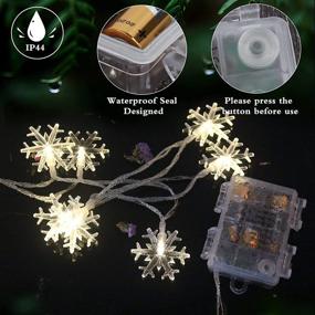 img 2 attached to 🎄 14.4 ft 40 LED Snowflake String Lights, Battery Operated Christmas Lights with Remote Control - 8 Modes Decorative Snowflake Fairy Lights for Xmas Party Bedroom Decor Indoor Outdoor, Warm White