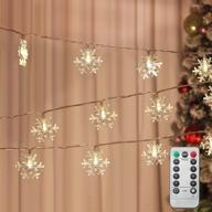 🎄 14.4 ft 40 led snowflake string lights, battery operated christmas lights with remote control - 8 modes decorative snowflake fairy lights for xmas party bedroom decor indoor outdoor, warm white логотип