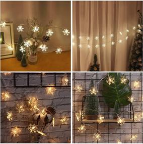 img 3 attached to 🎄 14.4 ft 40 LED Snowflake String Lights, Battery Operated Christmas Lights with Remote Control - 8 Modes Decorative Snowflake Fairy Lights for Xmas Party Bedroom Decor Indoor Outdoor, Warm White