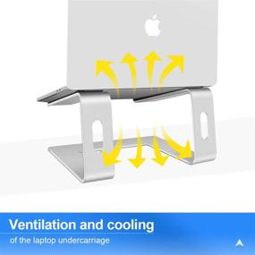 img 1 attached to Стенд для ноутбука, эргономичный алюминиевый компьютерный стенд для стола, портативный съемный держатель для ноутбука, совместимый с MacBook Pro Air, Dell, HP, Lenovo, Samsung, ноутбуками от 10 до 17 дюймов.