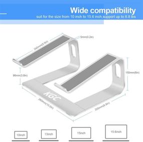 img 2 attached to Стенд для ноутбука, эргономичный алюминиевый компьютерный стенд для стола, портативный съемный держатель для ноутбука, совместимый с MacBook Pro Air, Dell, HP, Lenovo, Samsung, ноутбуками от 10 до 17 дюймов.